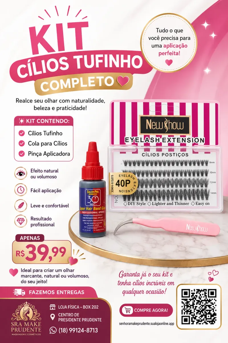 Kit cílios tufinho. Cola e pinça