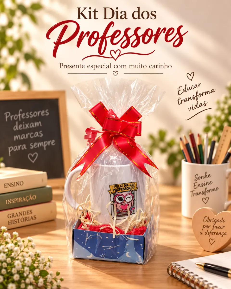 Kit Dia dos Professores Presente com Caneca Personalizada