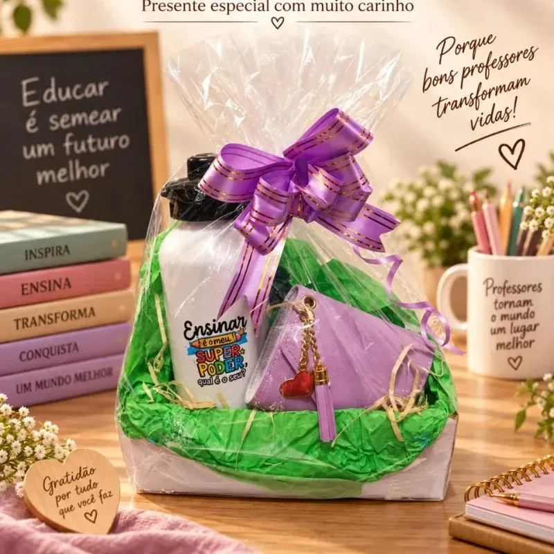 Kit dos professores com squeeze + Carteira