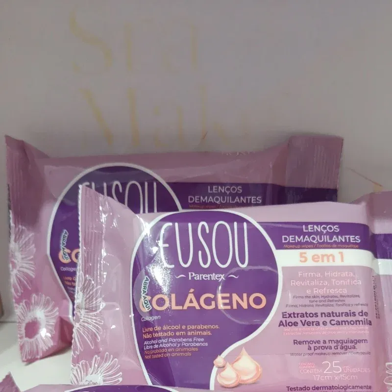Lenço demaquilante com colágeno
