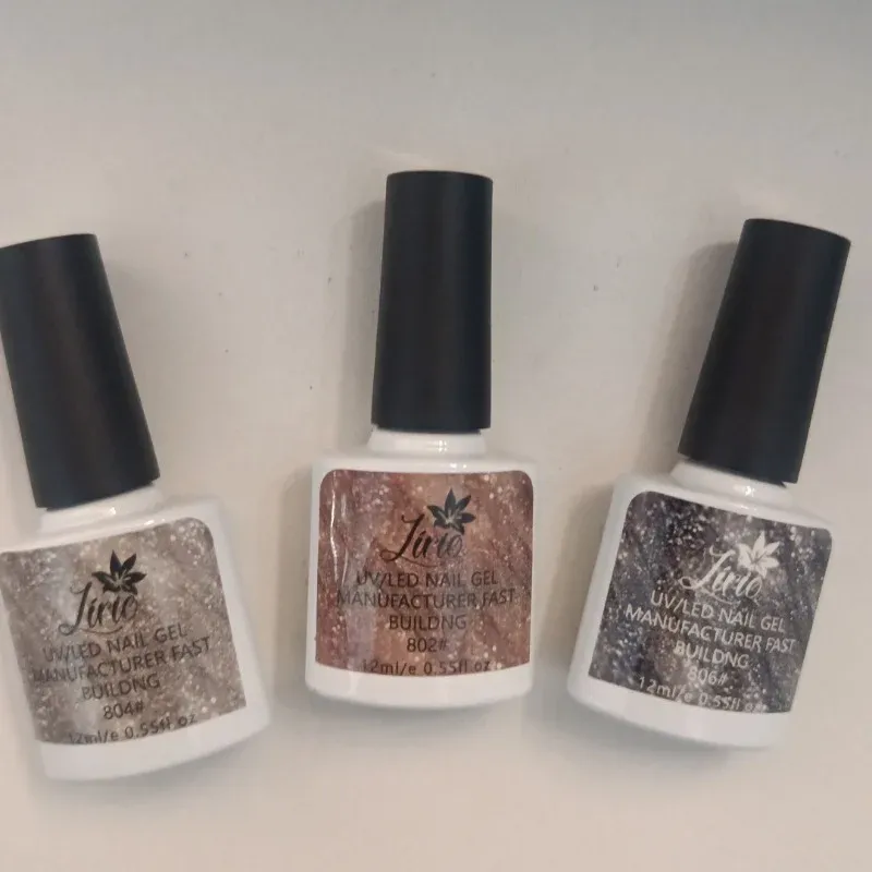 Esmalte em gel com brilho -preto.prata.rosa